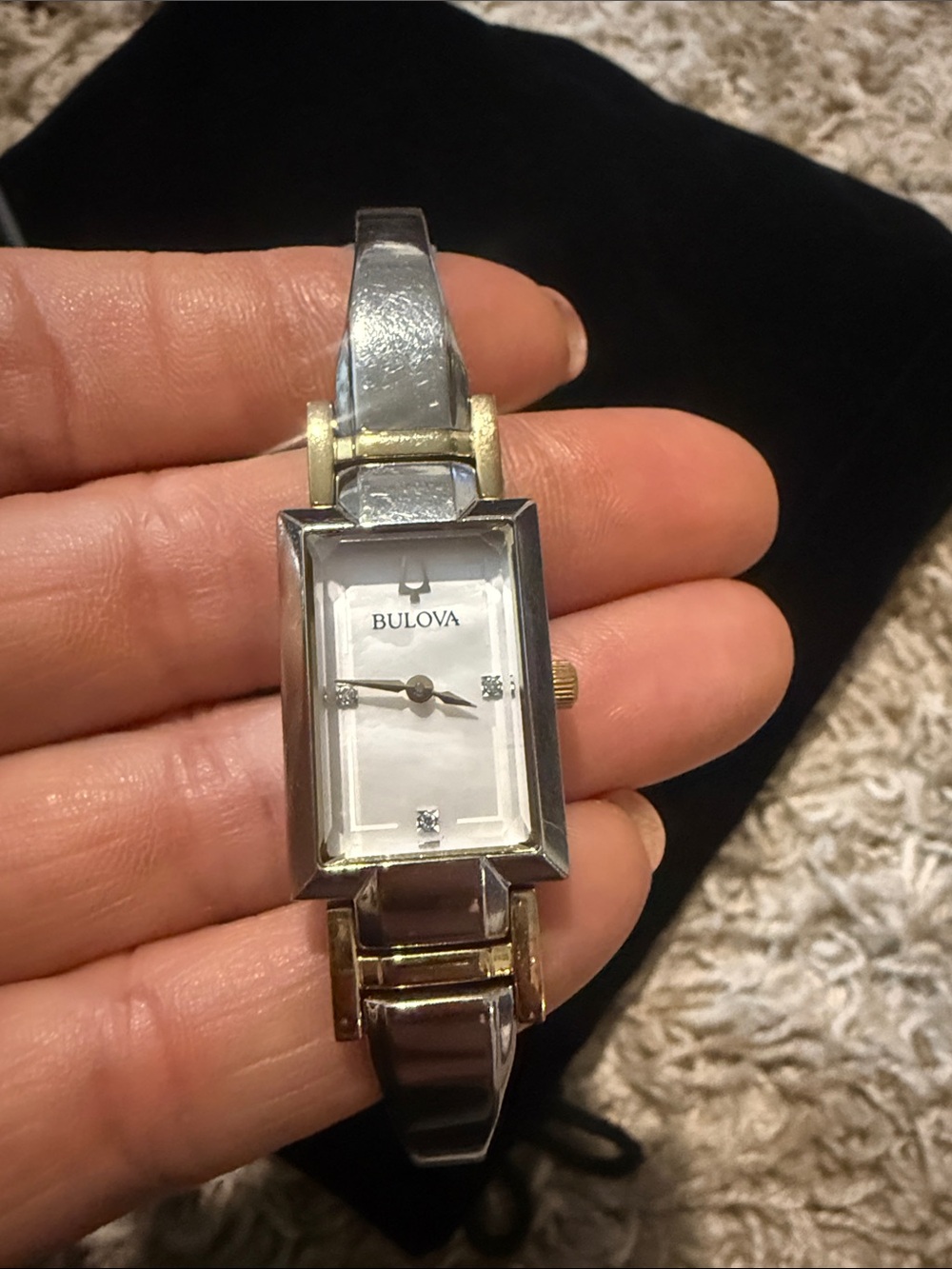 Bulova Men's Two-Tone Rectangle Dress Watch - Silver and Gold - Picture 3 of 4